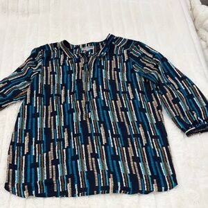 Patterned Blue and Black Women's Top